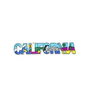 Vintage California Souvenir Rubber Magnet Hollywood Shamu Golden Gate Palm Ocean